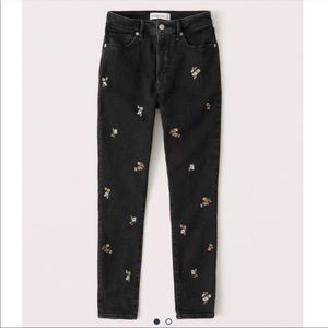 Abercrombie Embroidered Dark Wash Jeans